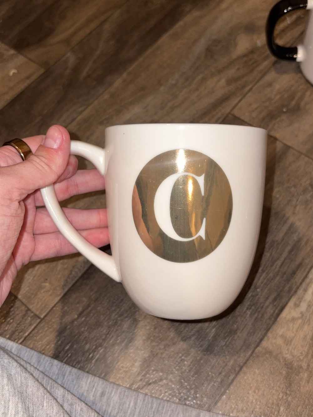 Target White Ceramic Mug with Gold 'C' Monogram